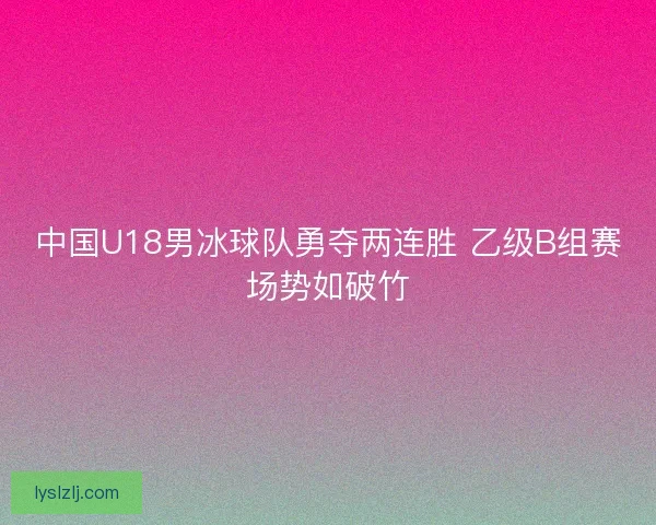 中国U18男冰球队勇夺两连胜 乙级B组赛场势如破竹